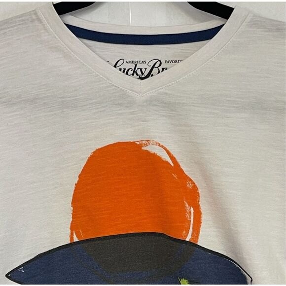 LUCKY BRAND T-Shirt Kids Boys Large White Surf Board Print V Neck Short Sleeve - Picture 2 of 9